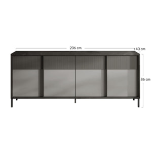 Jules - buffet bas - 4 portes - 206 cm - Gris / Bois