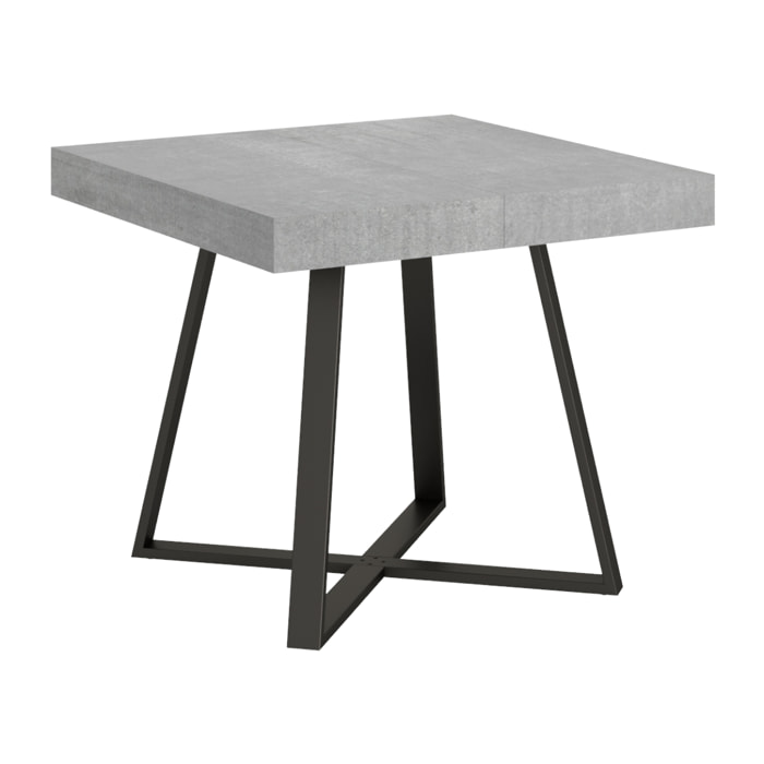 Table extensible 90x90/194 cm Abbraccio gris béton pieds anthracite