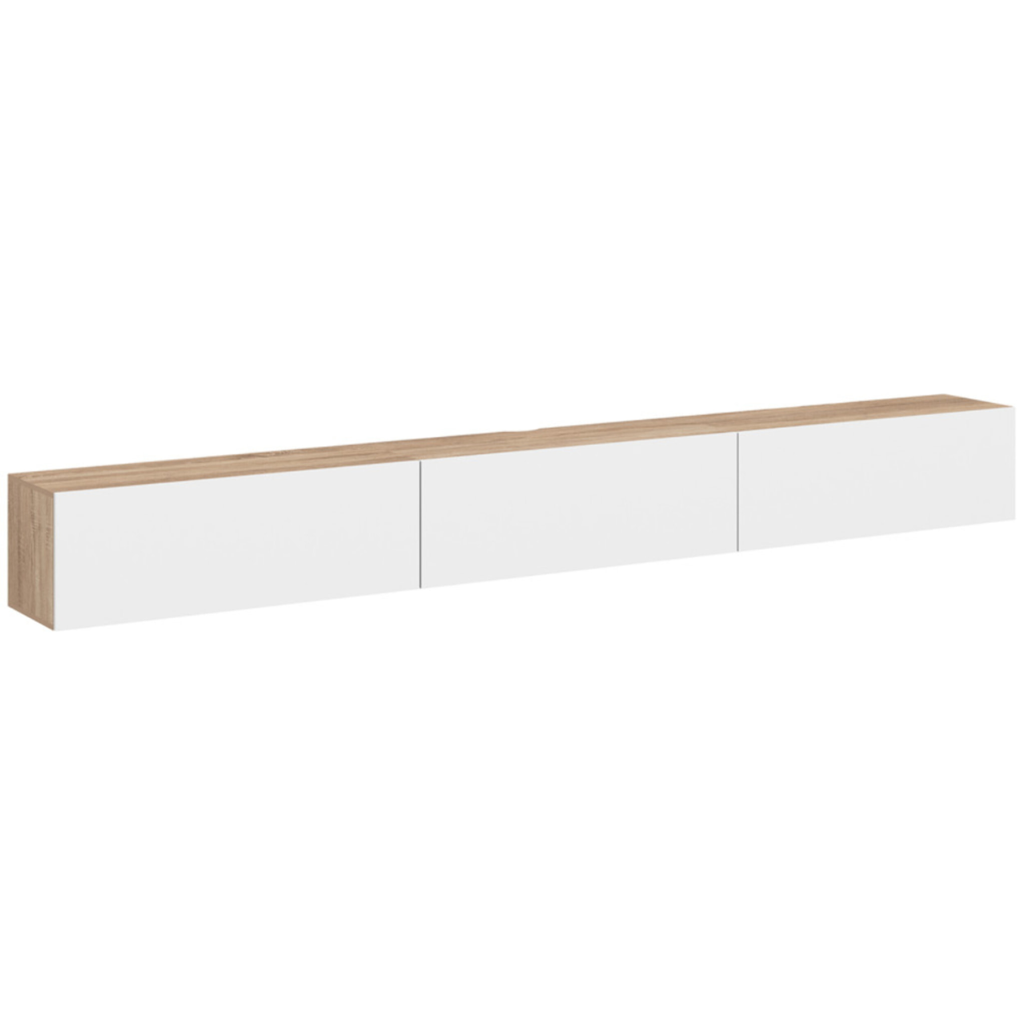 Meuble TV suspendu Michigan bois et blanc 270cm