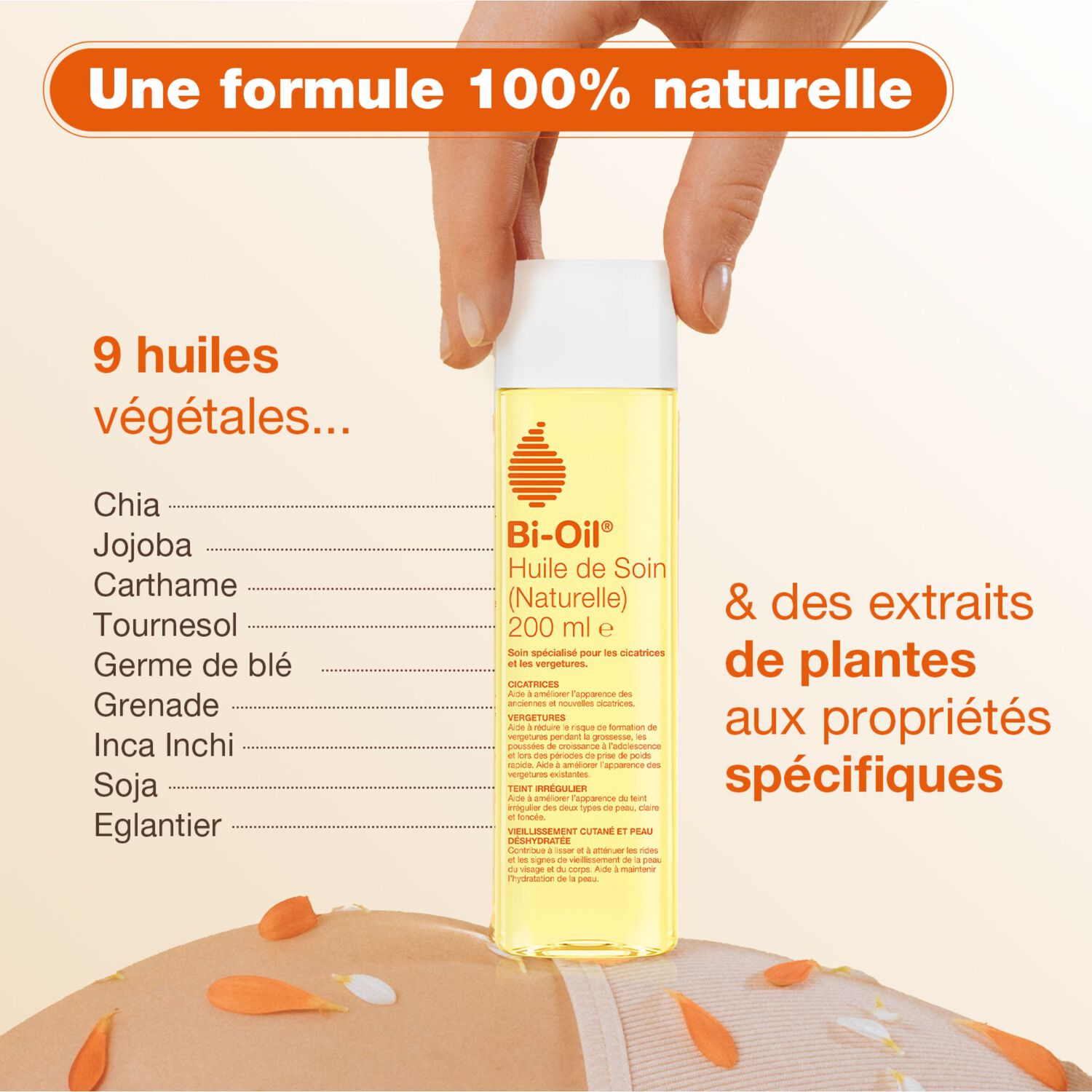 Huile Nourrissante - Huile de Soin Naturelle Vergetures Cicatrices Peau Sèche et Teint Irrégulier 200ml