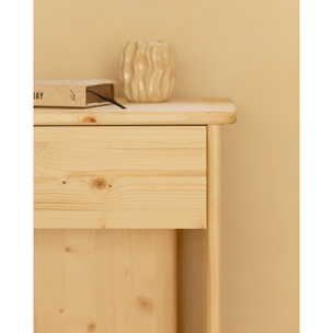 Mesita de noche de madera maciza en tono natural de 50x42cm Alto: 50 Largo: 42 Ancho: 27