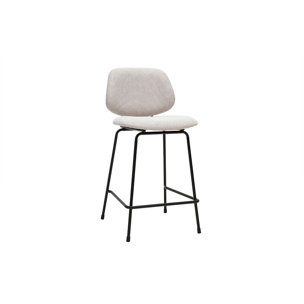 Tabourets de bar en tissu effet velours texturé beige et métal H66.5 cm BARNET (lot de 2)