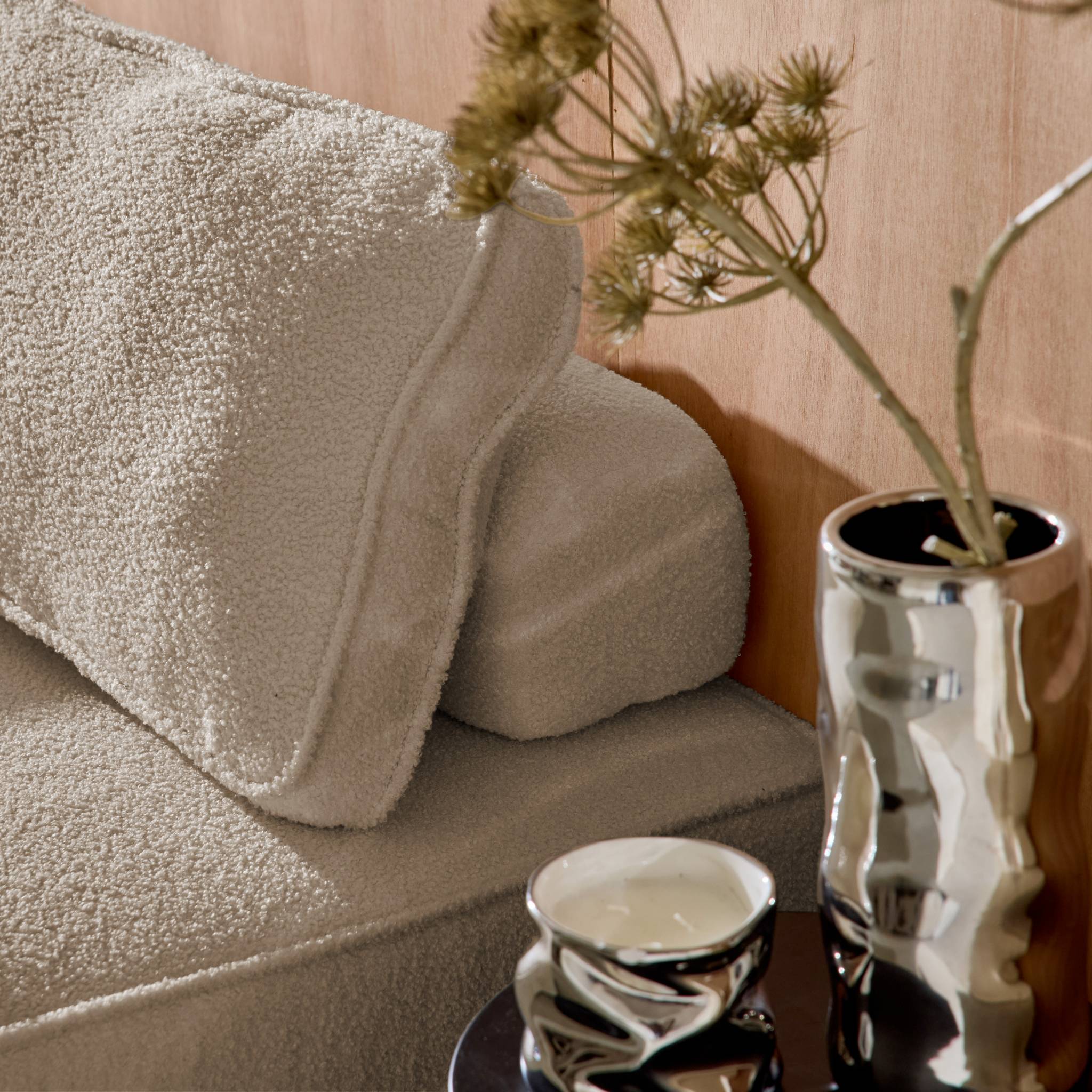 Ensemble chauffeuses pour canapé modulable 4 places bouclette beige - Bao