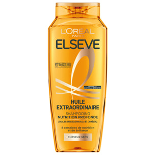 Lot de 12 - L'Oréal Paris Elseve Huile Extraordinaire Shampooing Nutrition Eclat Huiles Rares de Marula et Camélia 250ml
