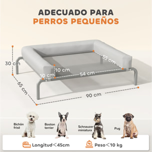 Cama Elevada para Perros Refrescante con Refuerzos Extraíbles Cama Elevada para Perros Pequeños Portátil con Malla Transpirable Marco de Acero para Interior Exterior 90x65x30 cm Gris Claro