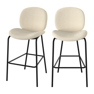 Lot de 2 chaises pour îlot central en tissu bouclé beige 63,5 cm - Iris
