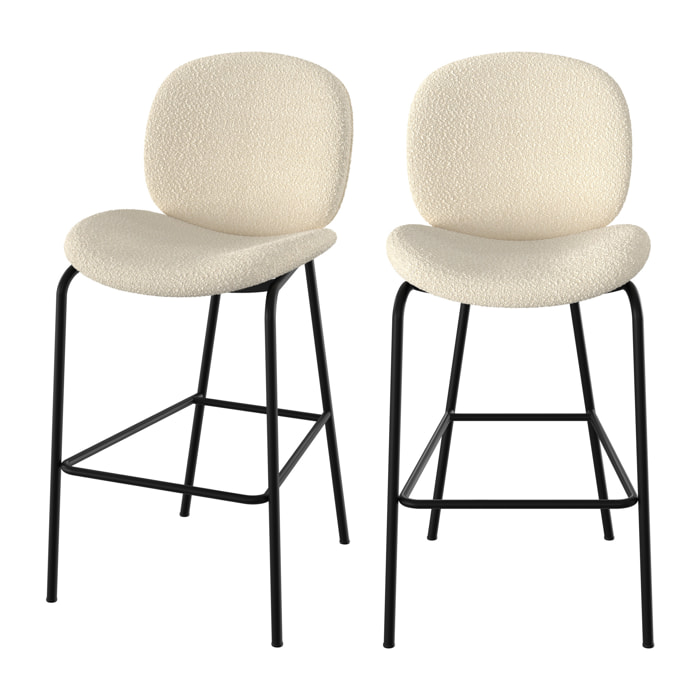 Lot de 2 chaises pour îlot central en tissu bouclé beige 63,5 cm - Iris