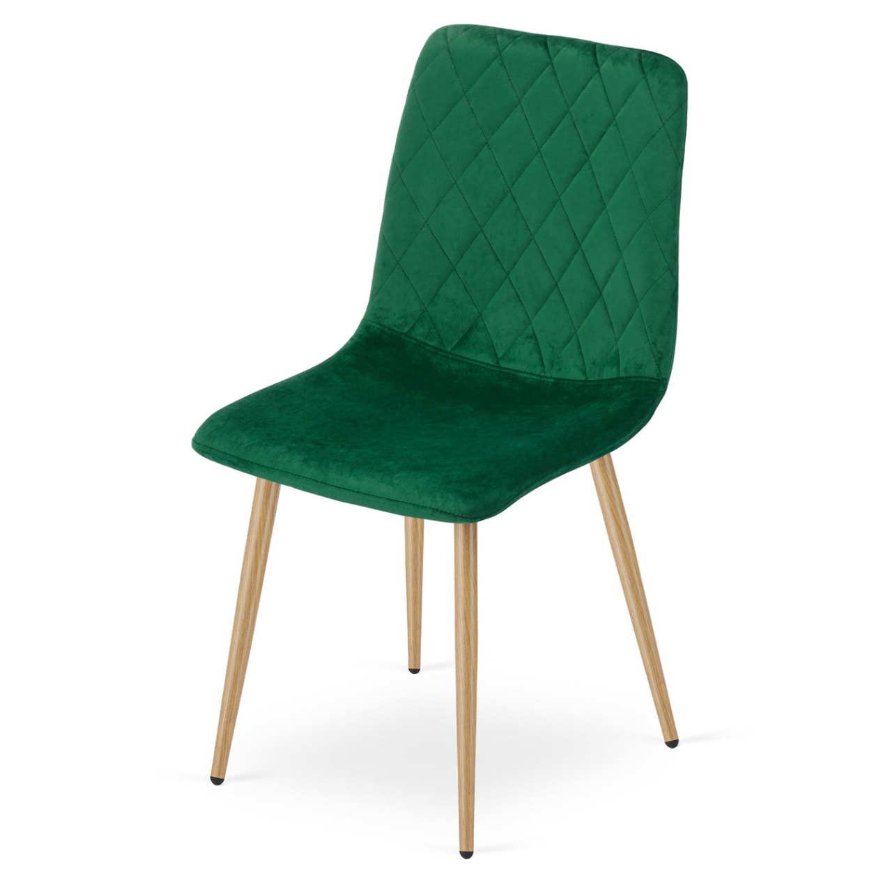 Sedia Turin in velluto verde scuro con gambe effetto legno