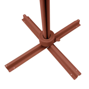 Parasol déporté rectangulaire inclinable Melhia 4x3 m acajou/lin