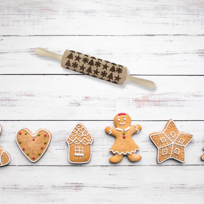 Rouleau à pâtisserie en bois motif noël 39 cm Fackelmann Noël