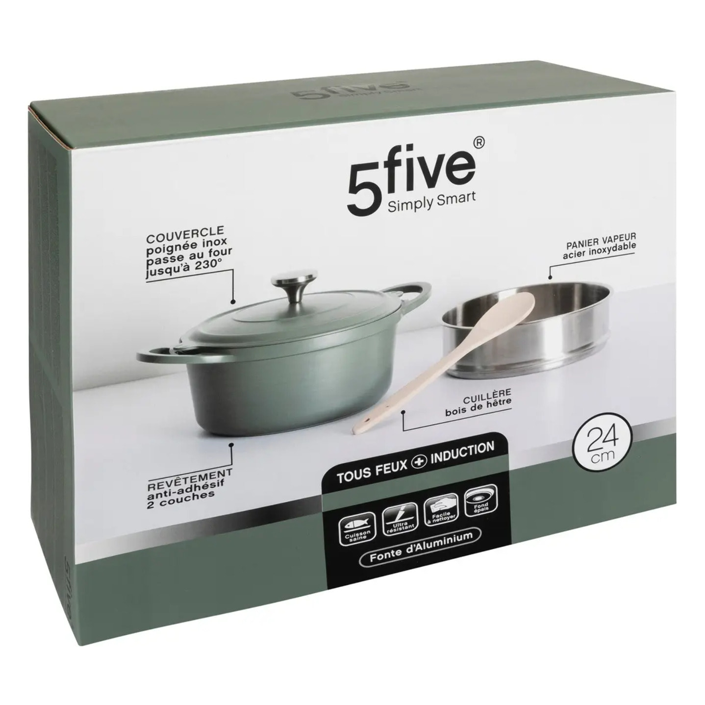 Cuiseur vapeur D24cm fonte d'aluminium vert