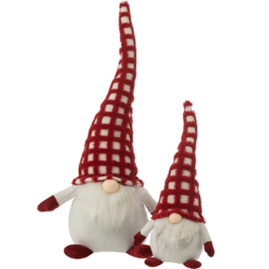 J-Line figurine Lutin Chapeau à Carreaux - textile - rouge/blanc - large