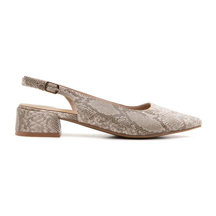 Slingback daily-chic pitonata - BEIGE