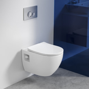 Duofix Pack Bâti-support extra-plat UP720 + WC sans bride SAT + Abattant SoftClose + Plaque Blanche et Chrome