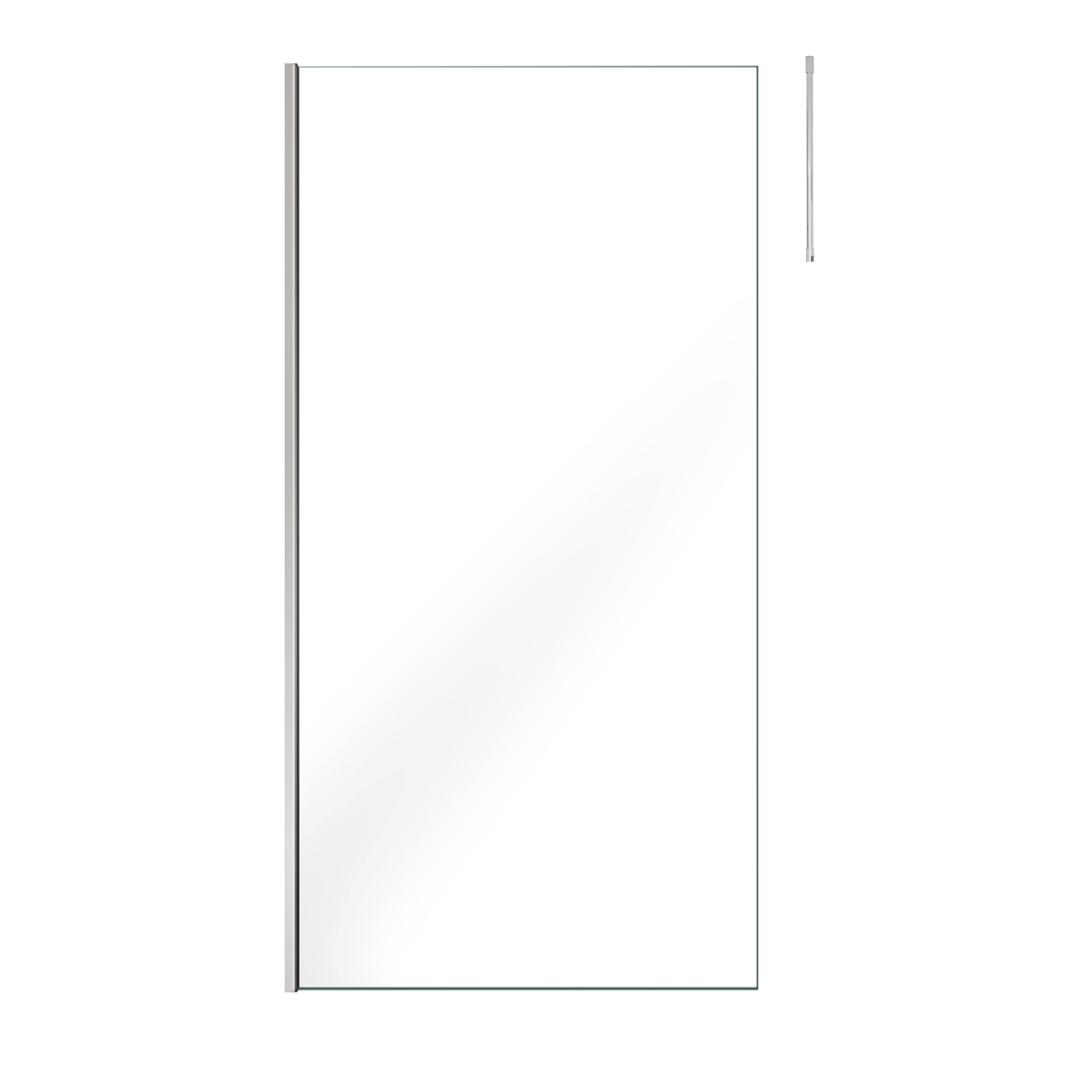 Paroi de Douche 100x200cm Verre Transparent - Profilé + Barre Plafond Chrome - FREEDOM 2 CHROMED