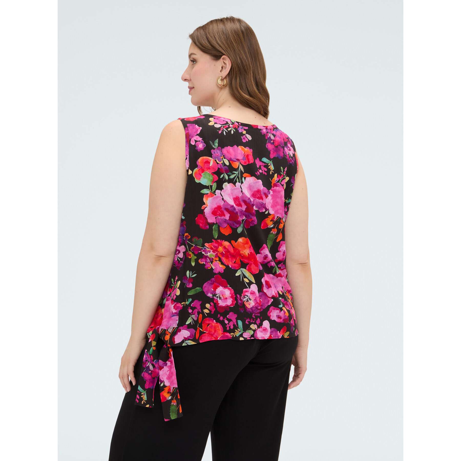 Fiorella Rubino - Top in mussola con stampa e fiocco - Nero