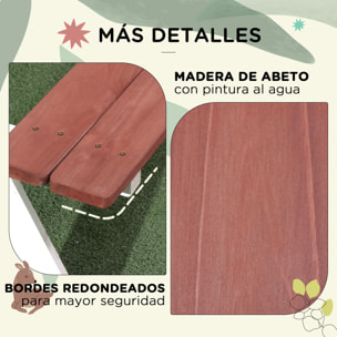 Juego de Mesa y 2 Bancos Infantiles de Madera Mesa de Picnic para Niños de 3-8 Años para Jardín Patio Terraza 89x79x50 cm Marrón