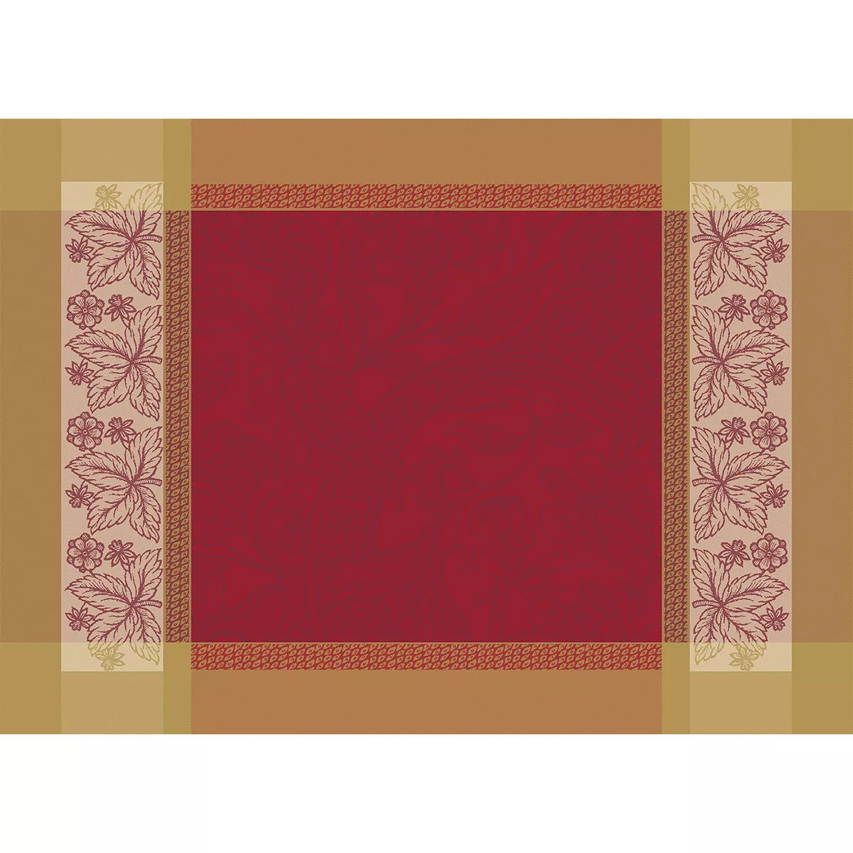 Set pur coton anti tache motif jacquard Alexandria rubis