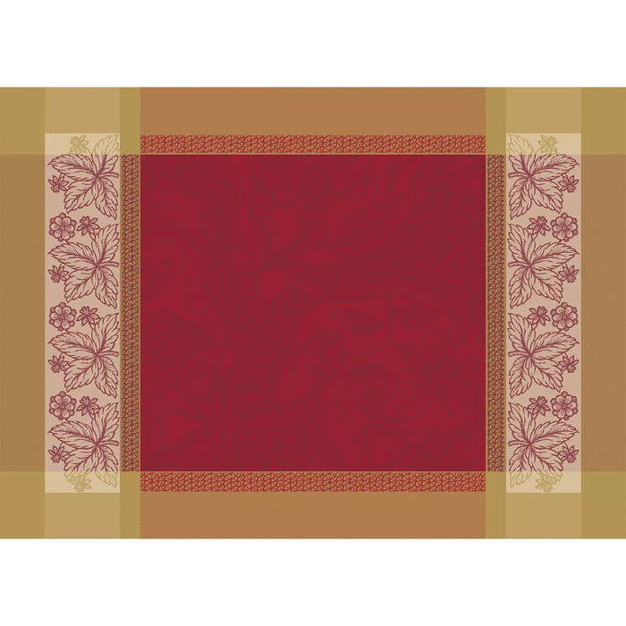 Set pur coton anti tache motif jacquard Alexandria rubis