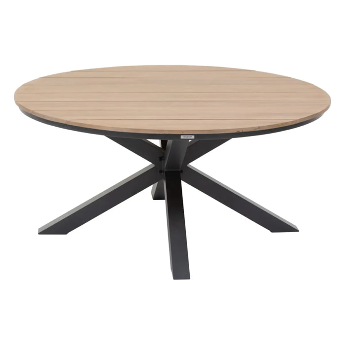 Table de jardin "Oriengo" acacia  & graphite 4 places en aluminium traité époxy
