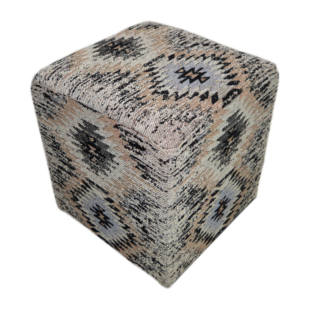 Pouf Solitaire 200 in cotone grigio a trama etnica