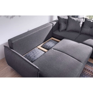 Lena - canapé d'angle droit convertible - 5 places - gris foncé - style scandinave - Gris foncé