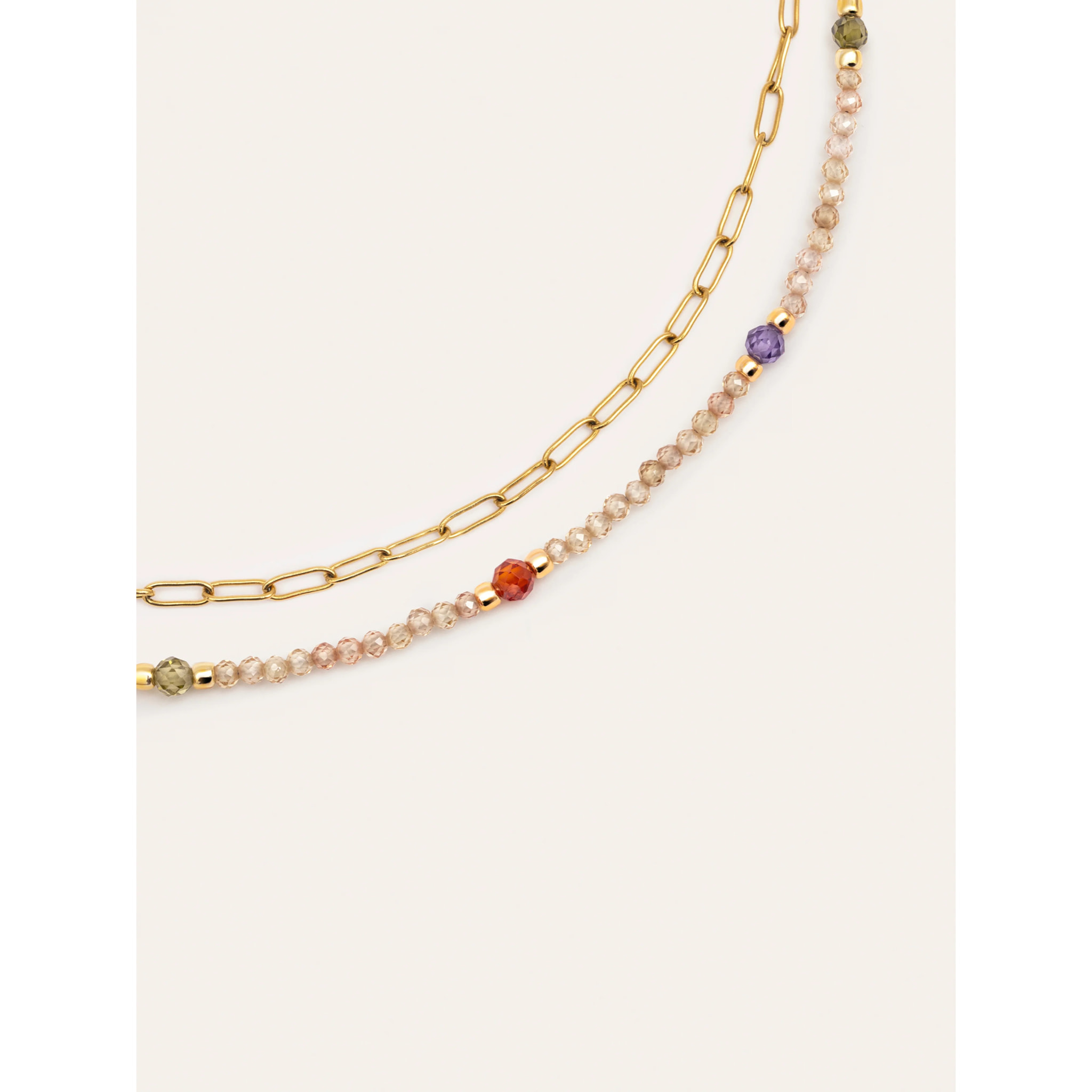Collar Long Glam Acero Baño Oro