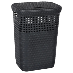 Panier à linge plastique 60L Gris Rattan