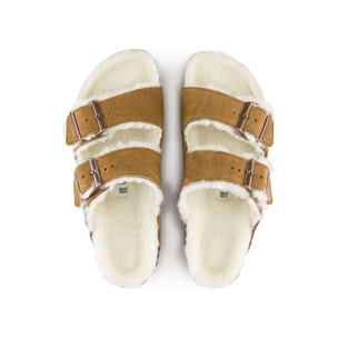 Sandali Birkenstock Arizona pelliccia di agnello Marrone