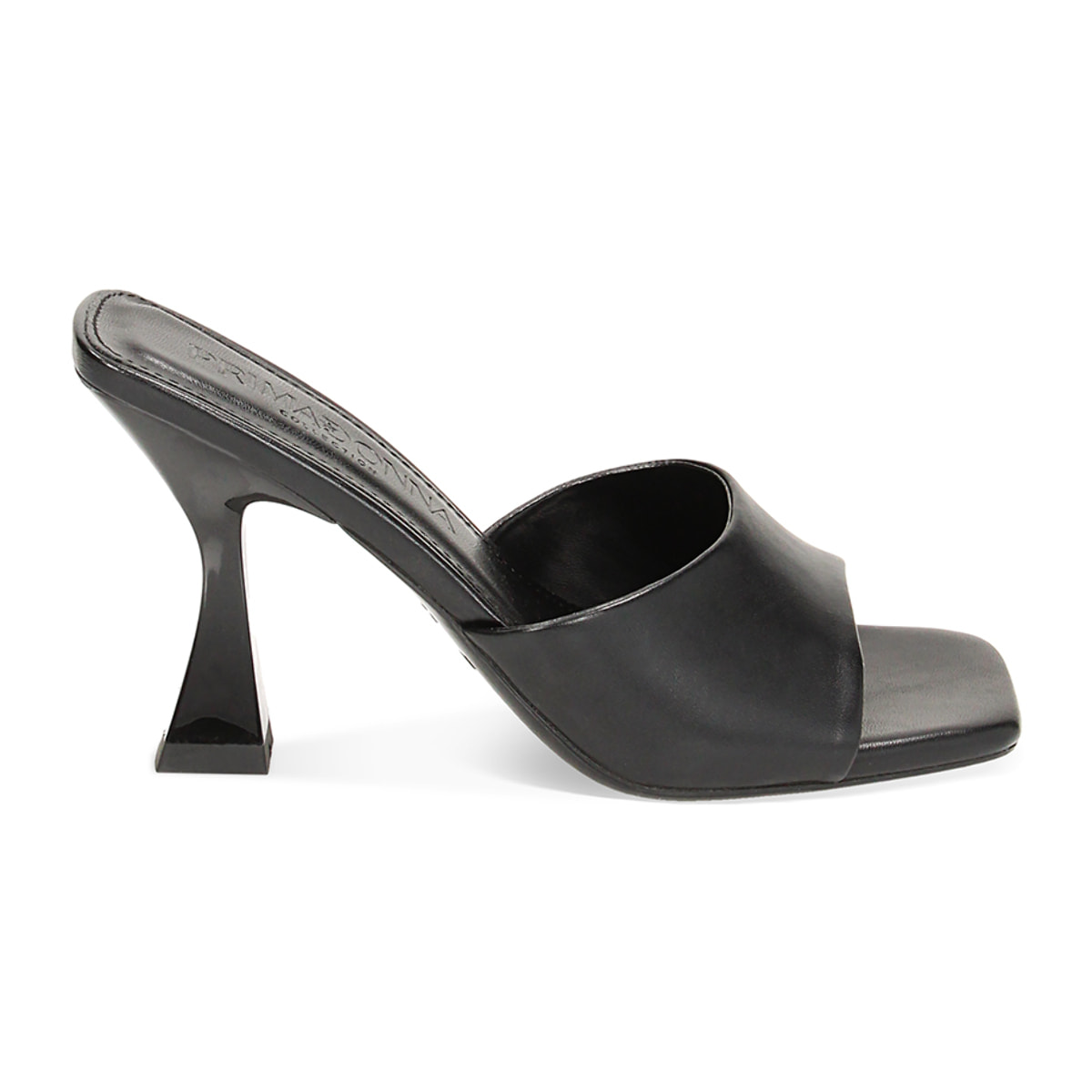 Mules Open Toe nere, tacco 9,5 cm