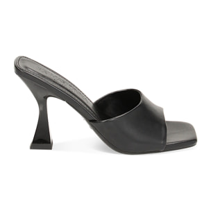 Mules Open Toe nere, tacco 9,5 cm