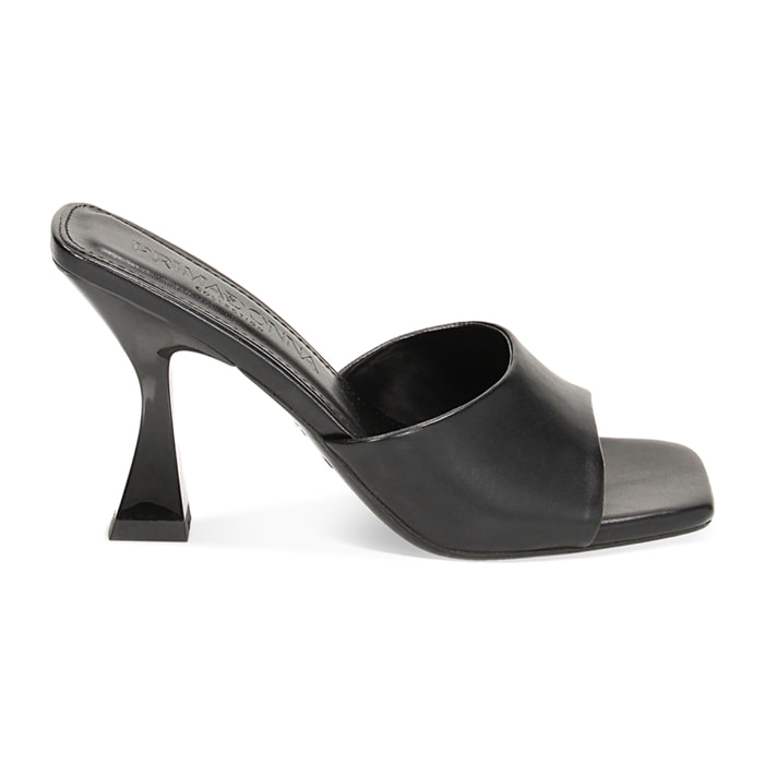 Mules Open Toe nere, tacco 9,5 cm