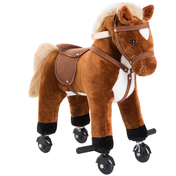 Caballito para Bebes de +2 Años Caballo con Ruedas Sonidos de Relincho Palos y Pedales Carga 60 kg 55x23x60 cm Marrón