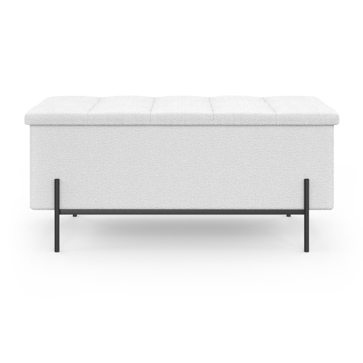 Banc coffre Loan en bouclette blanche et pieds noirs 100cm
