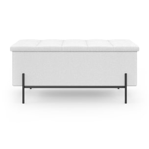 Banc coffre Loan en bouclette blanche et pieds noirs 100cm