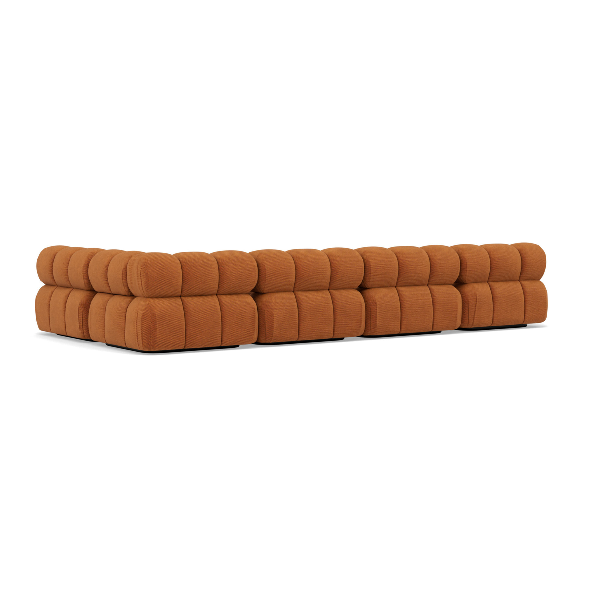 Ruby - canapé panoramique modulable d'angle droit 7 places en velours texturé - Terracotta