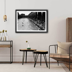 Affiche photo ancienne Piscine Deligny - Paris Affiche + cadre en bois - Noir