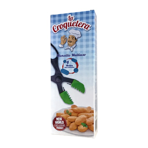 Utensilio multiuso con 4 moldes intercambiables , para croquetas, albóndigas, bolas, sushi, en color azul de plástico - La croquetera: patentado y fab
