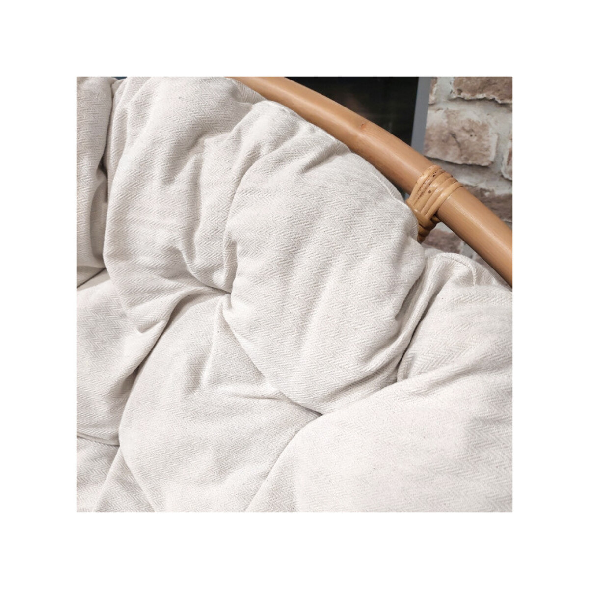 Fauteuil loveuse 1 place en rotin avec coussin blanc NINON