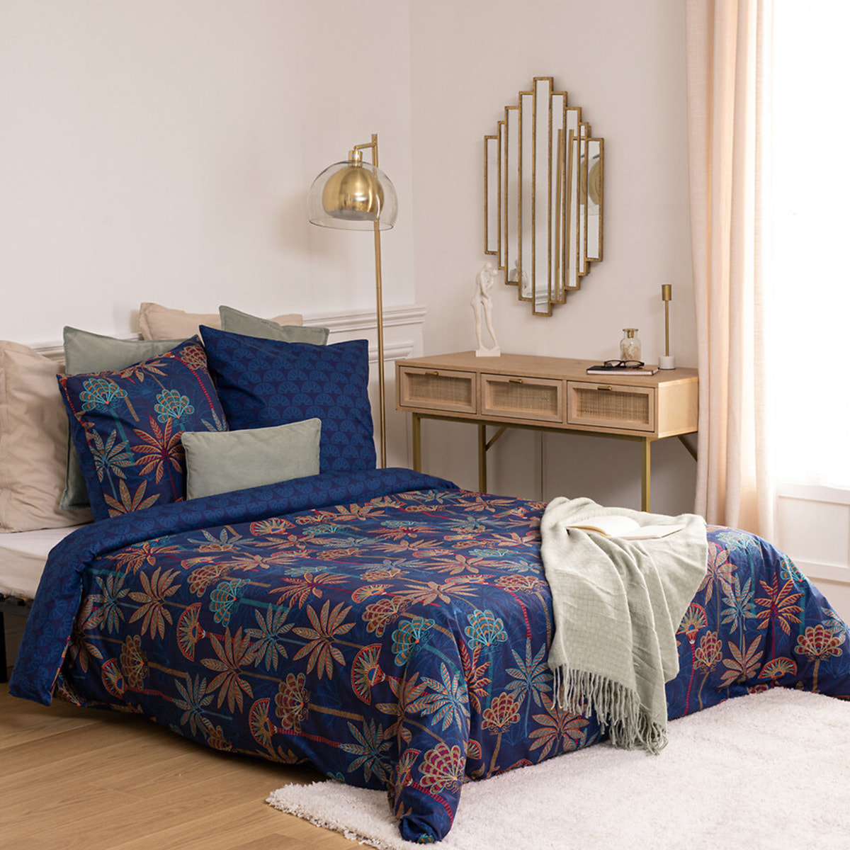 Parure de lit imprimée "Papira" en coton 240x220cm