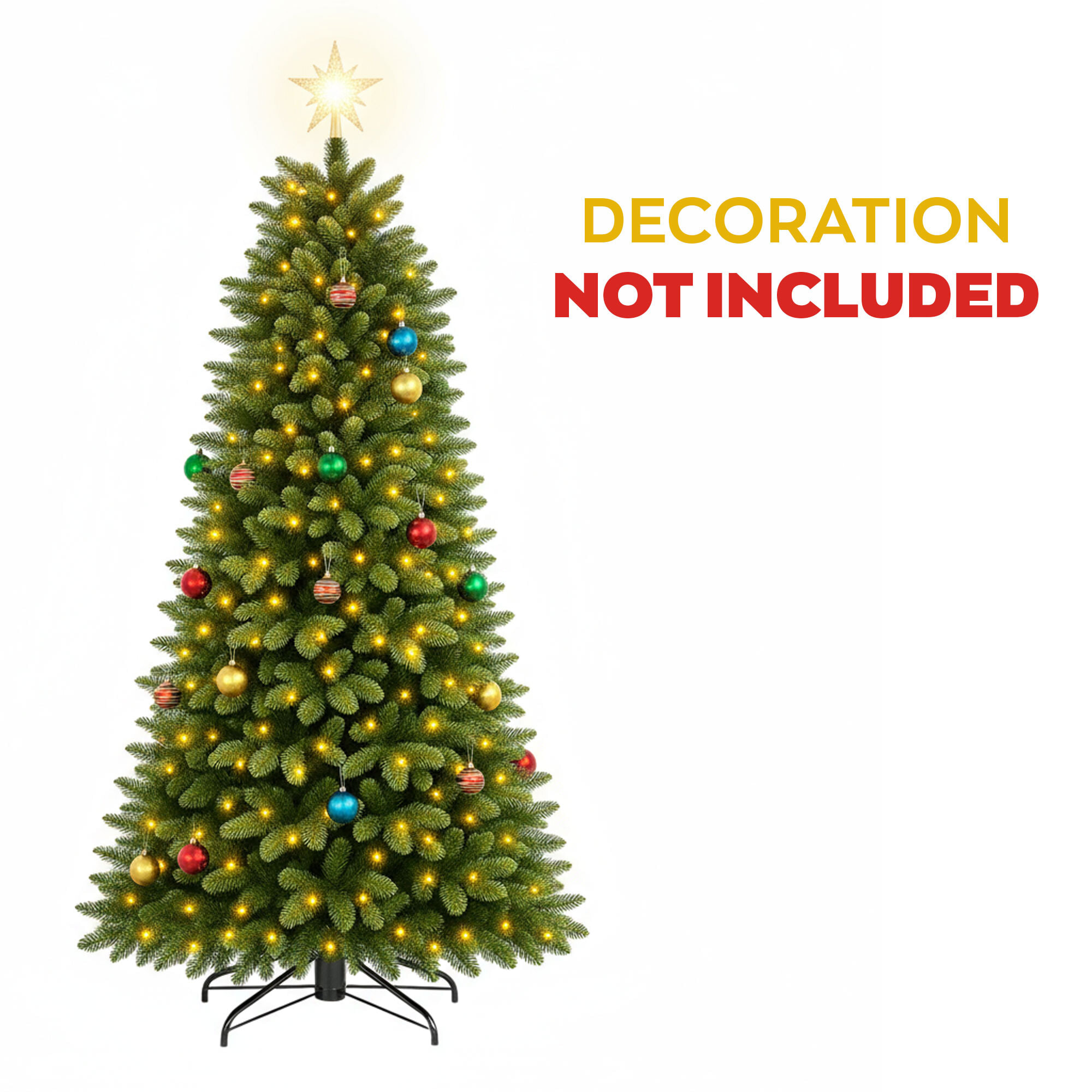 Venus - Albero di Natale Tradizionale con 300 Luci LED in PE e PVC Ø96x180H cm, 937 Punte