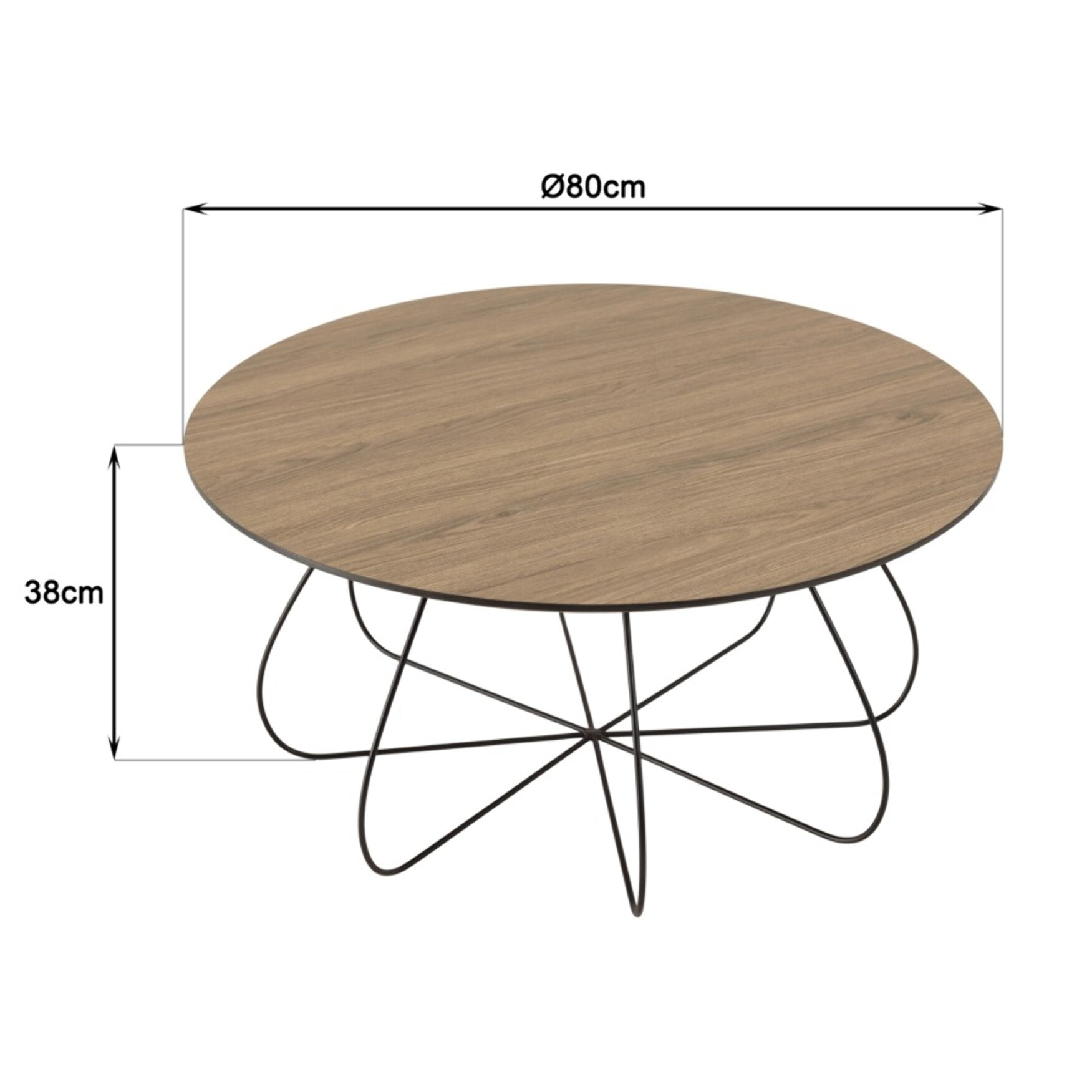 JULIA - Table basse biseautée 80x80cm mocha pieds forme panier en métal