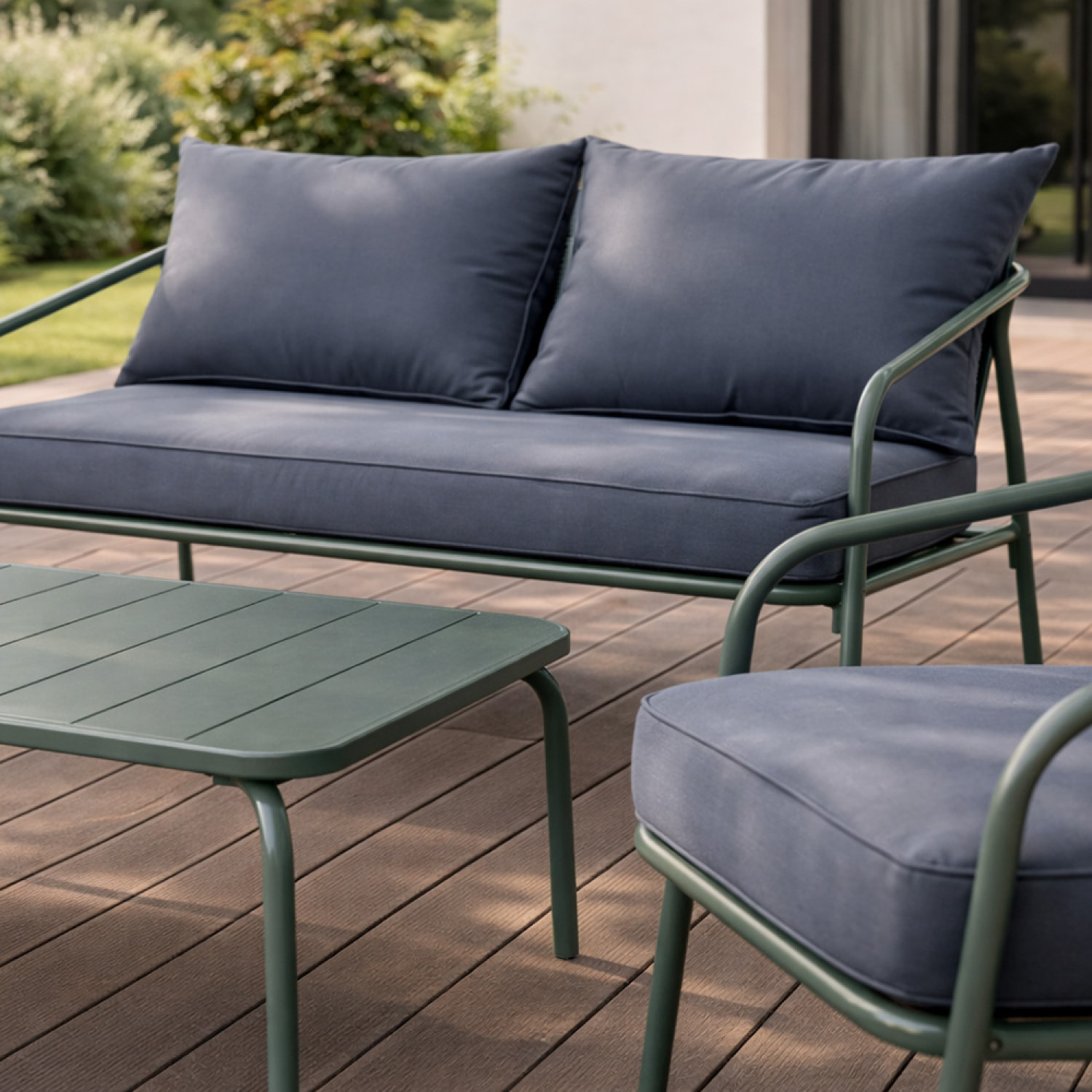 Salon de jardin 4 places kaki EVORA