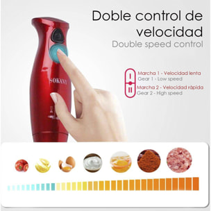 Batidora robot de cocina de mano 9 en 1, 700w, multi función: mezclar, triturar, batir. Doble velocidad. Diseño exclusivo ergonómico.