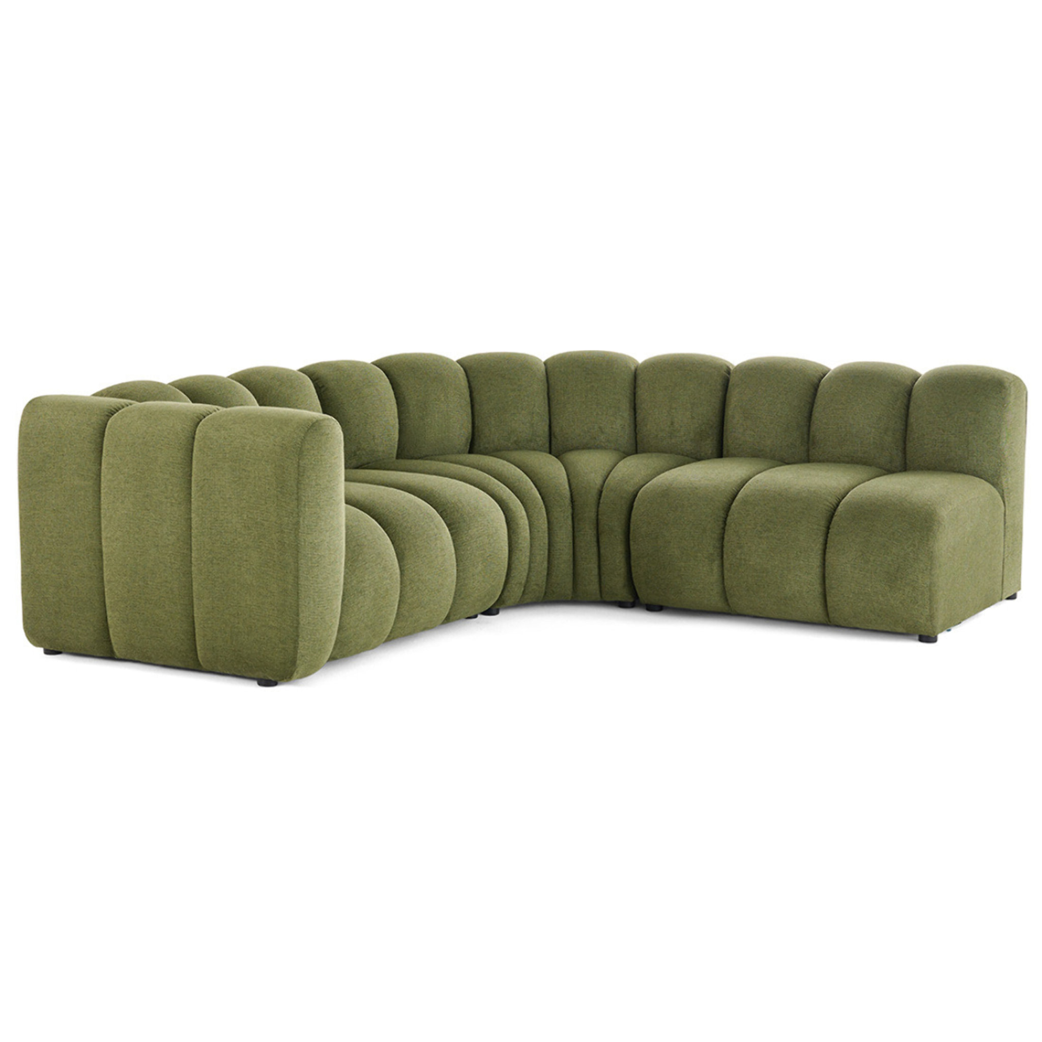 Debbie - canapé modulable d'angle droit 4 places avec accoudoir en tissu texturé - Vert