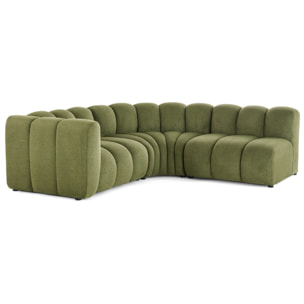 Debbie - canapé modulable d'angle droit 4 places avec accoudoir en tissu texturé - Vert