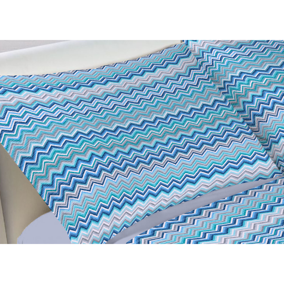 Completo Lenzuola 100% Cotone Baia Azzurro