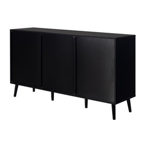 Goto - buffet bas - noir et cannage - 3 portes - 140 cm - Noir