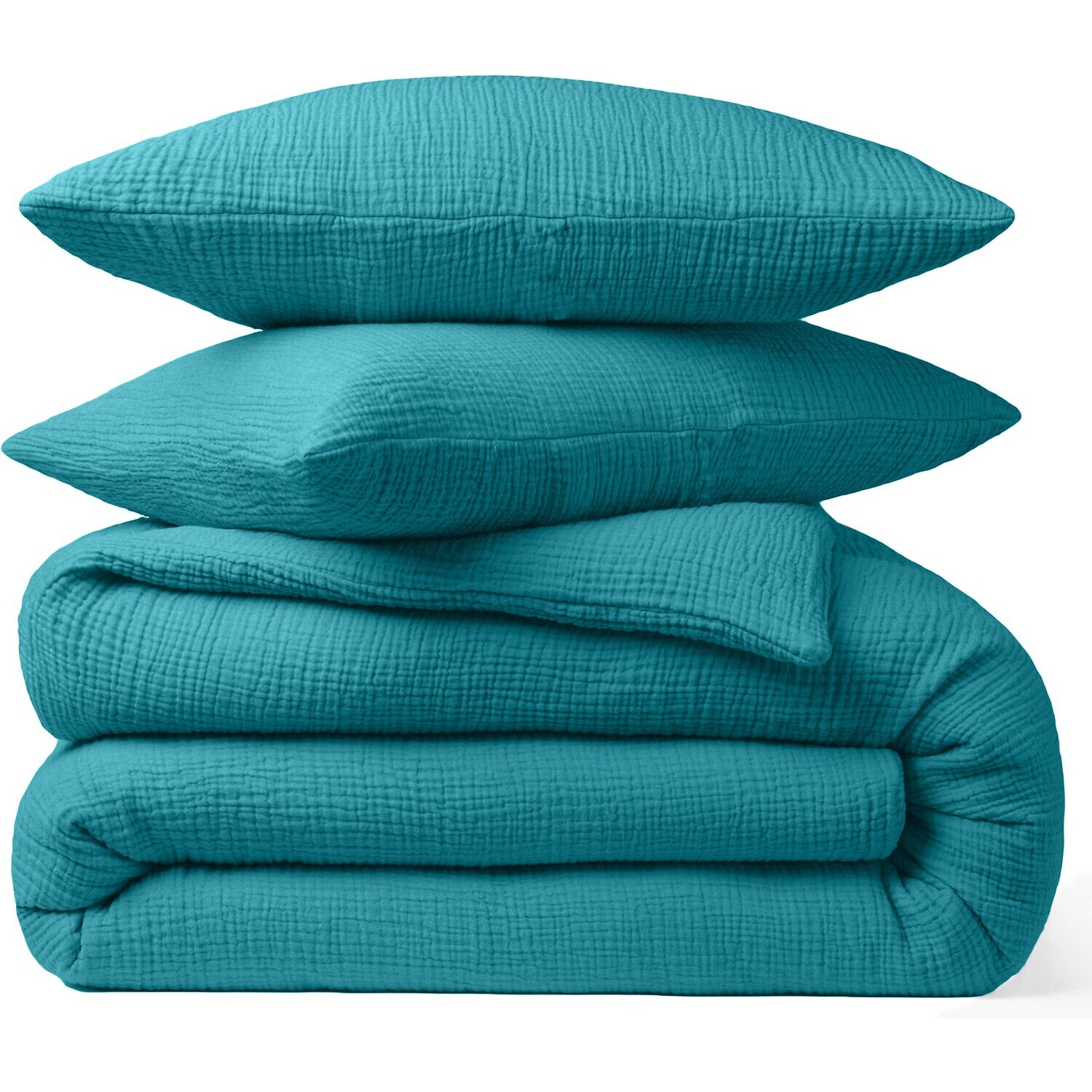 Housse de couette 100% gaze de coton bleu enamel