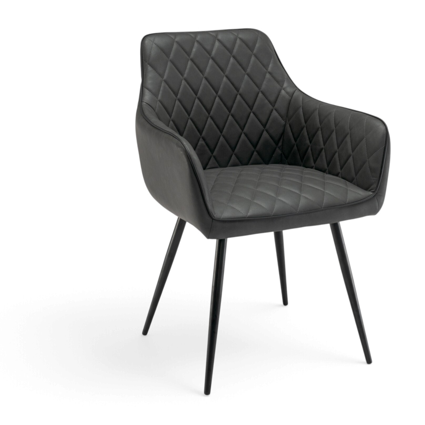 Set di 2 poltroncine LEON in similpelle antracite e gambe nere